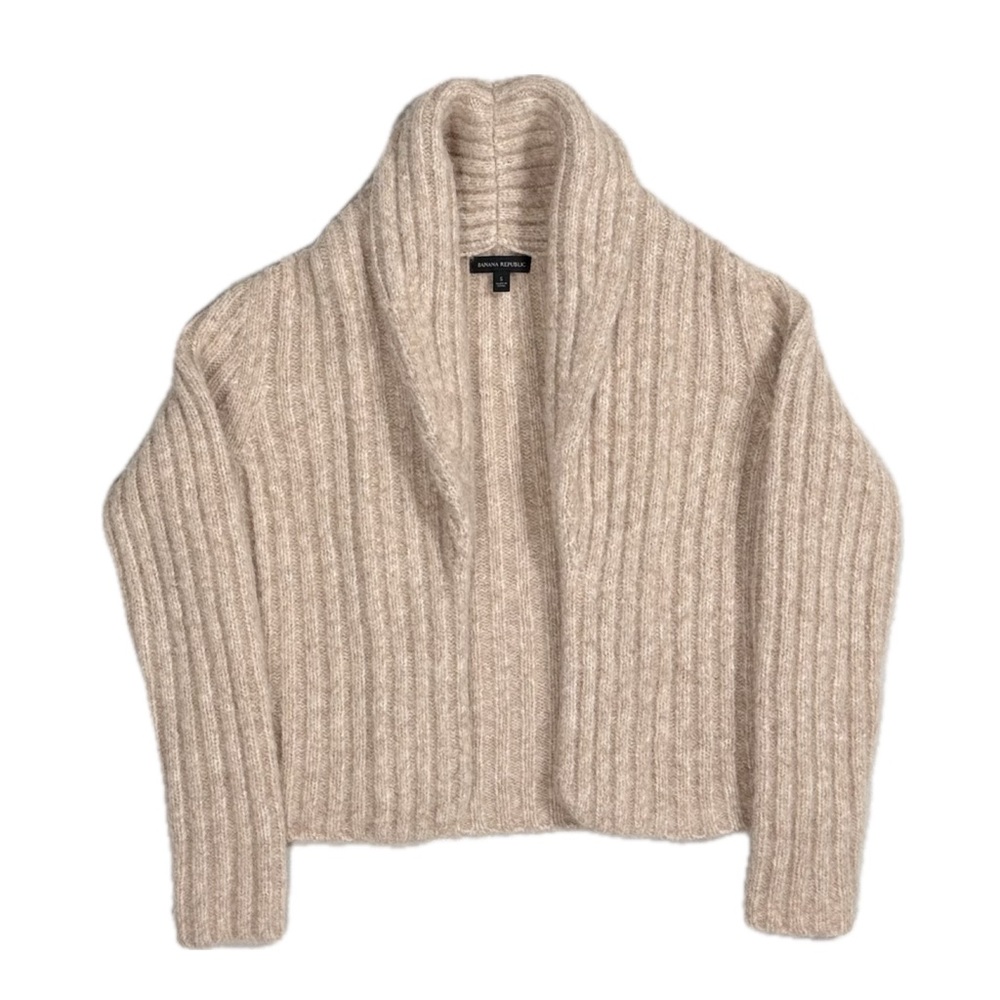 Banana Republic alpaca blend oatmeal beige cardigan Shawl sweater womens small